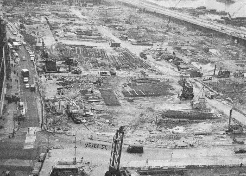 Excavation and foundations of the World Trade Center site in Lower Manhattan in 1967