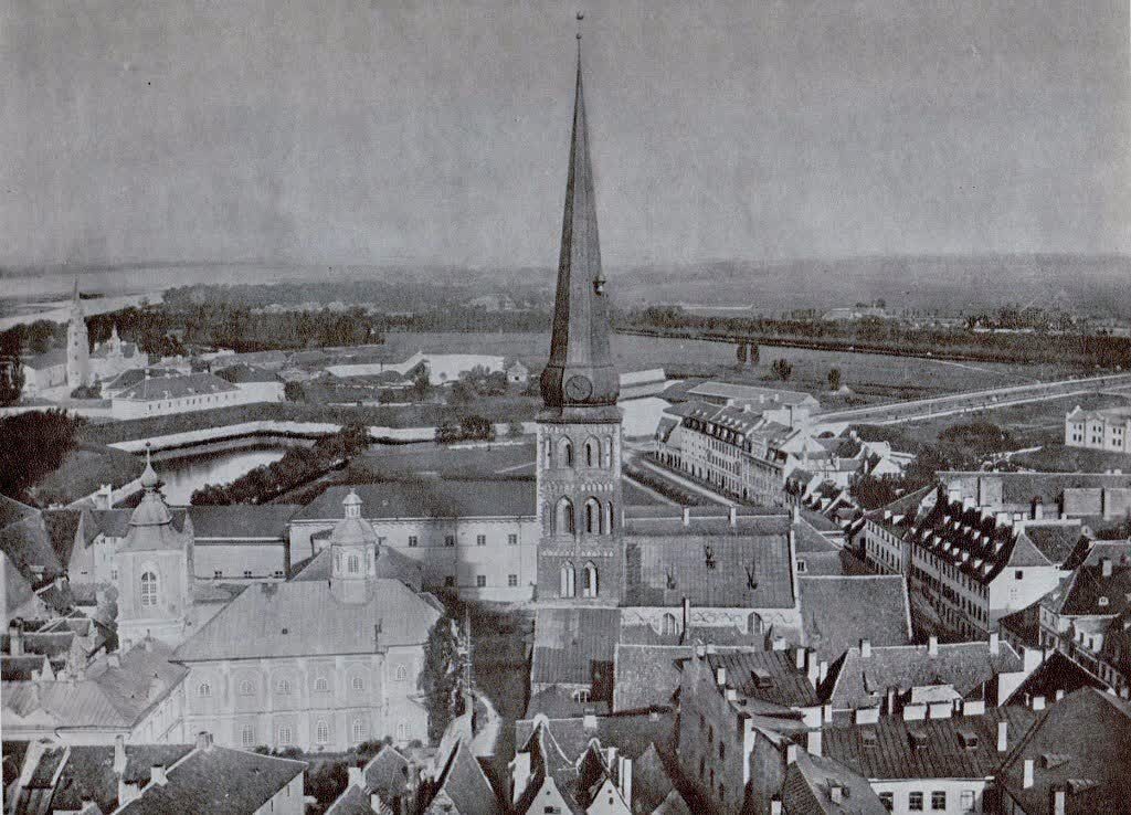 The rooftops of old Riga around St James's Cathedral in 1862