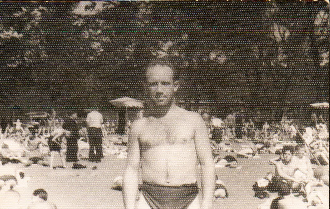 Sunbathers on the beach below the walls of the Peter and Paul Fortress in Leningrad in the early 1950s